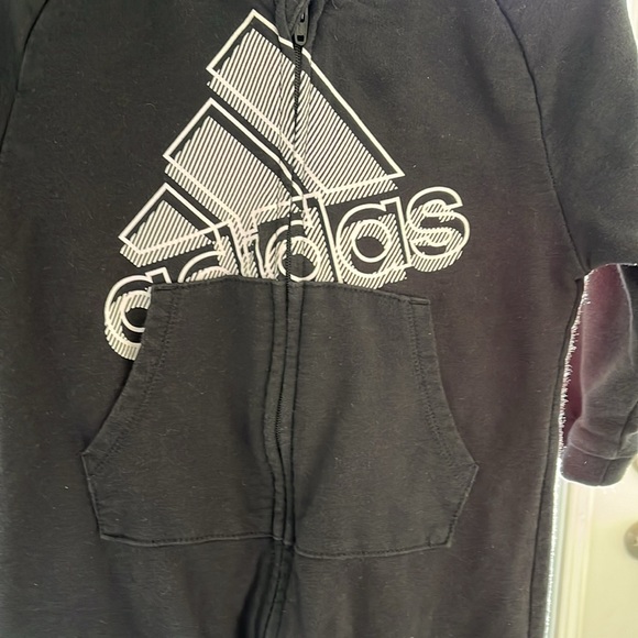 Adidas Zip One Piece Hoodie Black White Size 18 Months GUC - Picture 5 of 5